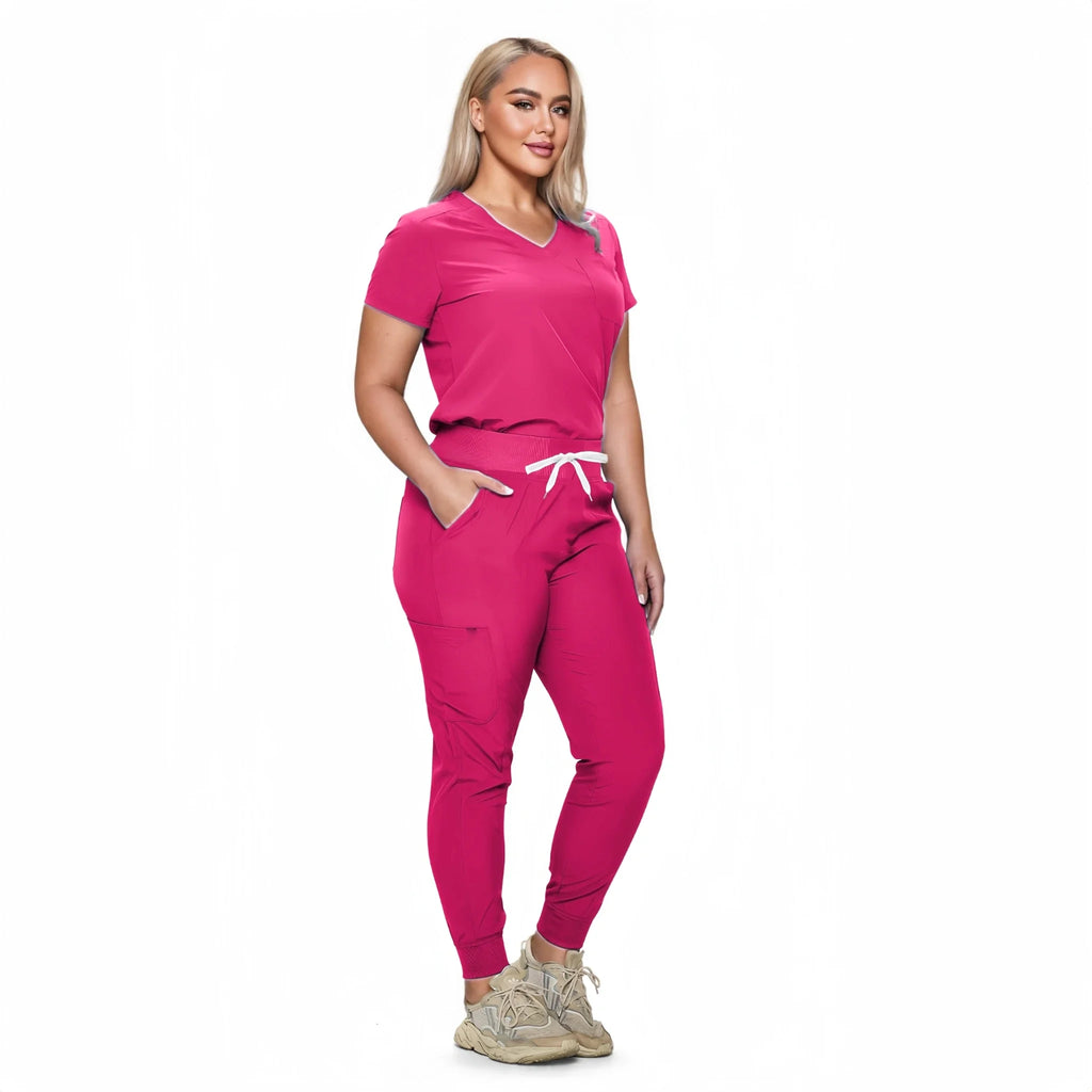 Rose Red Jogger Scrub Set