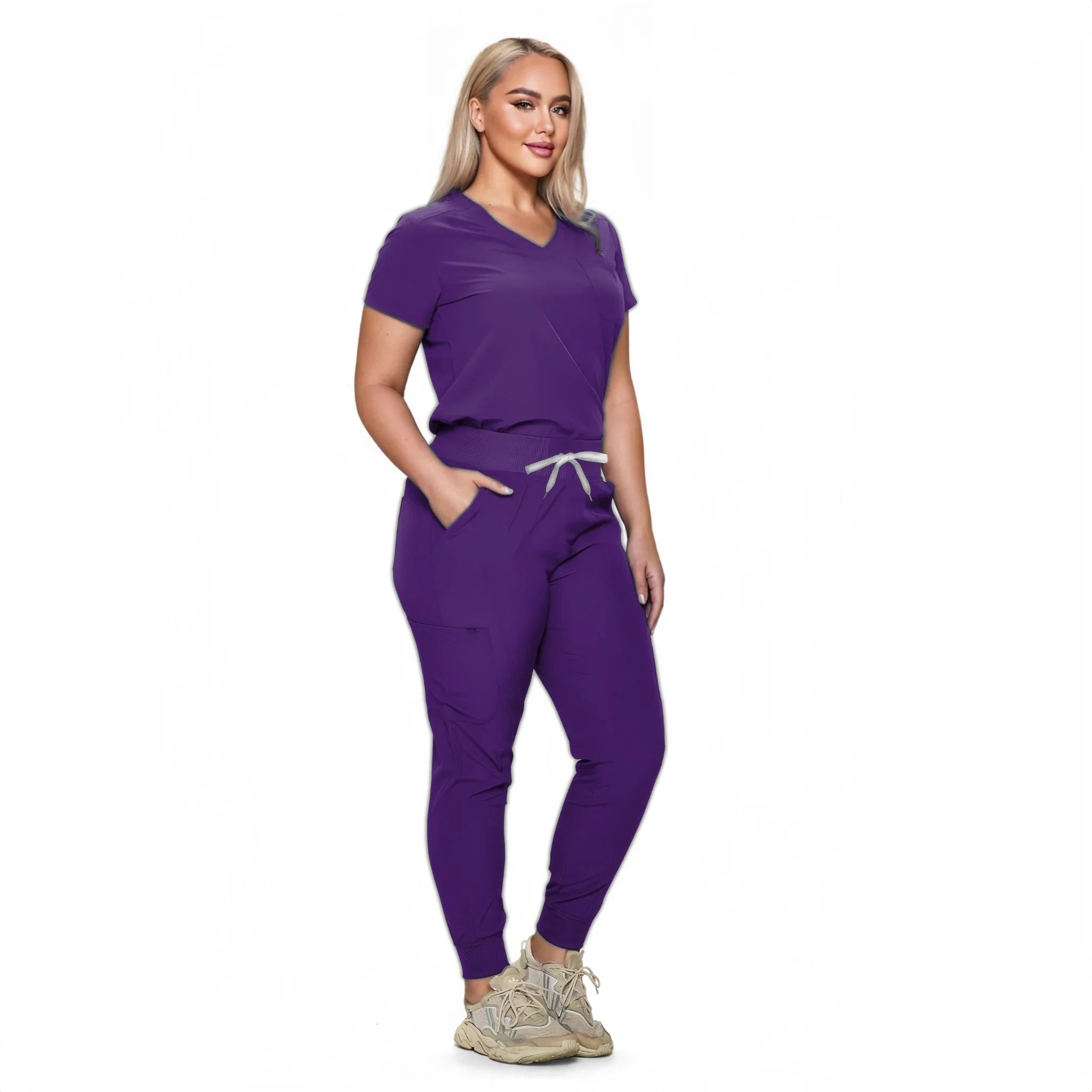 Purple Jogger Scrub Set
